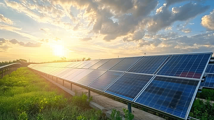 Solar panels set up for a farm